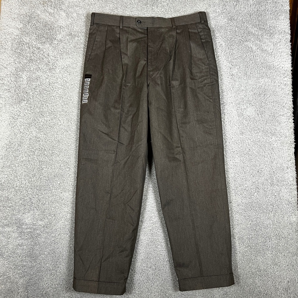 AXIST Dress Pants Mens 38x32 Heather Charcoal New‎ Pleated Cuffed Business